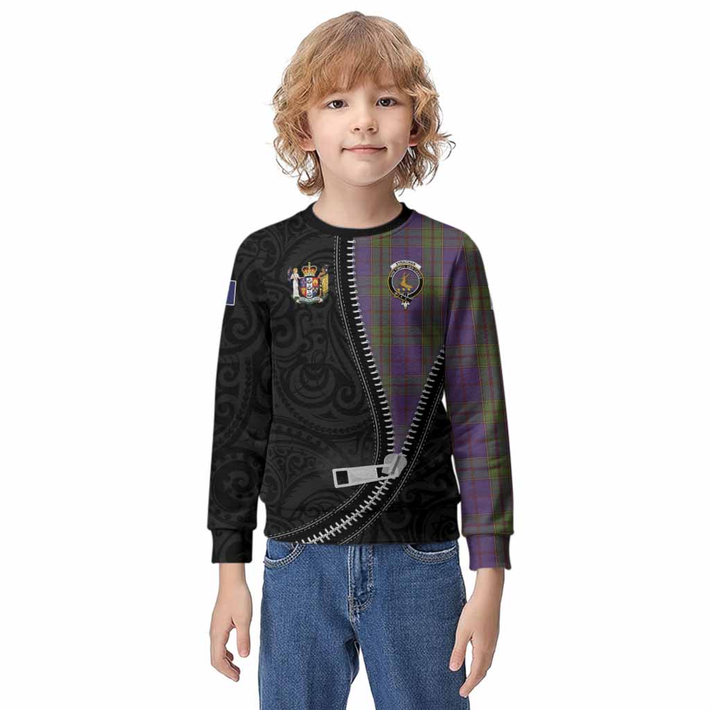 Strachan Tartan Kid Knitted Sweatshirt New Zealand Pattern Unique Zipper Stylized
