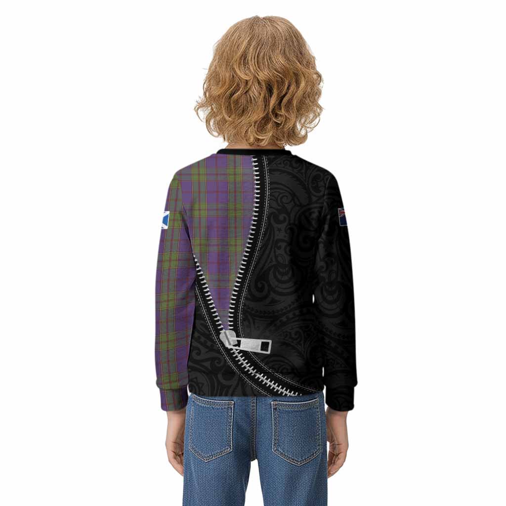 Strachan Tartan Kid Knitted Sweatshirt New Zealand Pattern Unique Zipper Stylized