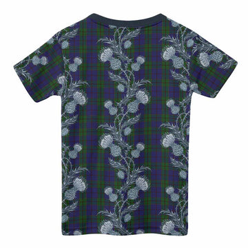 Strachan Tartan Kid T-shirt Seamless Scottish Thistle Flowers
