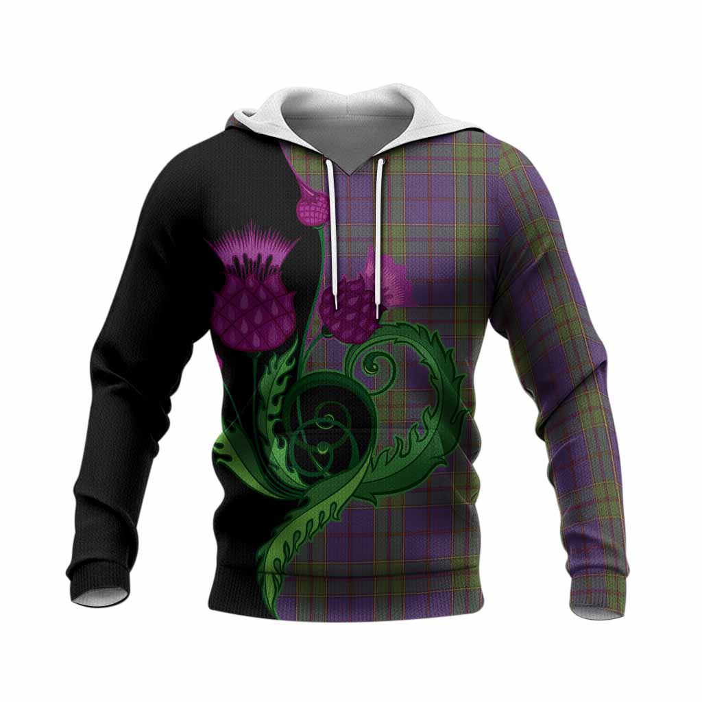 Strachan Tartan Knitted Hoodie Traditional Scottish Thistle