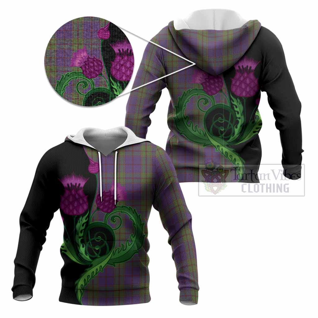 Strachan Tartan Knitted Hoodie Traditional Scottish Thistle
