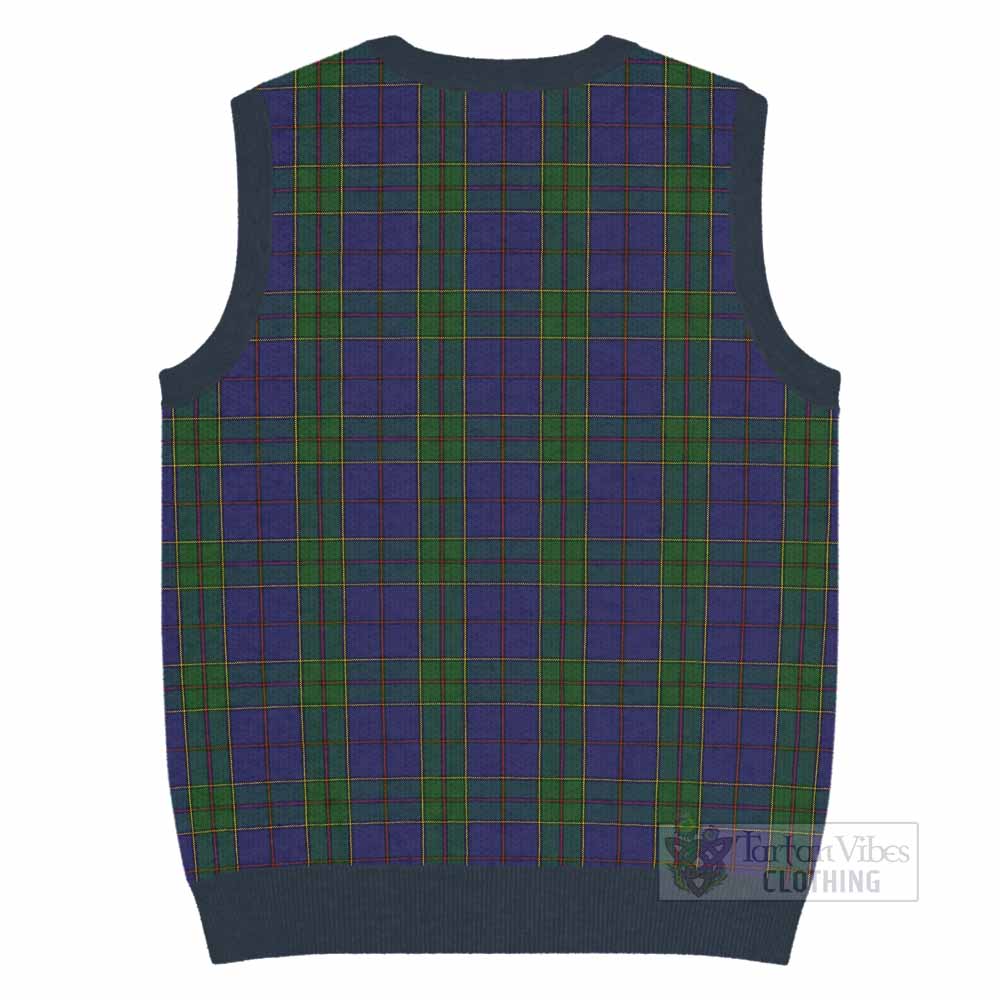 Strachan Tartan Knitted V-Neck Vest with Family Crest - Tartan Vibes Clothing