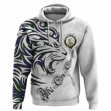 Strachan Tartan Lion Roar Hoodie Alba Gu Brath with Celtic Motifs