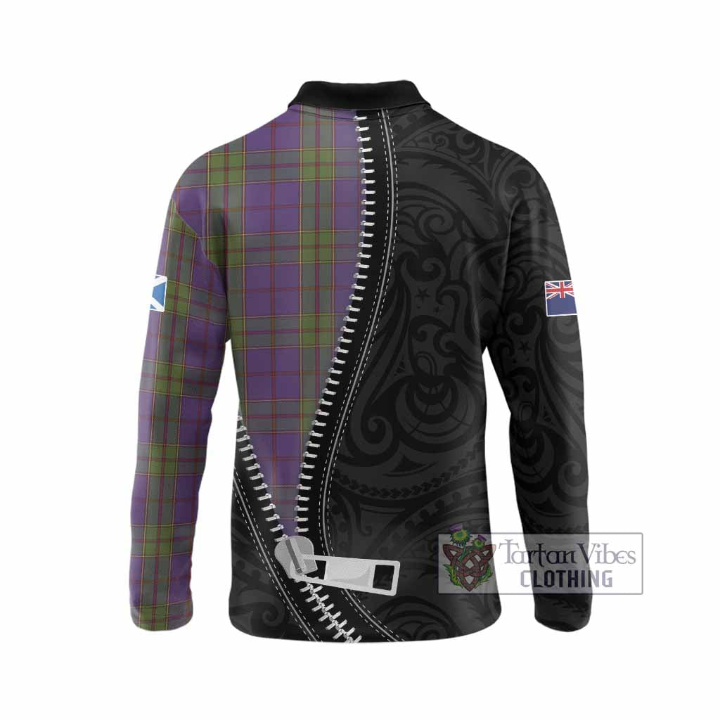 Strachan Tartan Long Sleeve Polo Shirt New Zealand Pattern Unique Zipper Stylized
