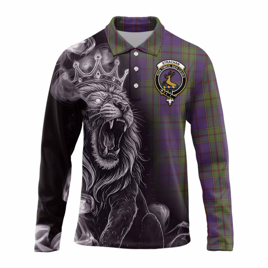 Strachan Tartan Long Sleeve Polo Shirt Roaring Lion Heritage