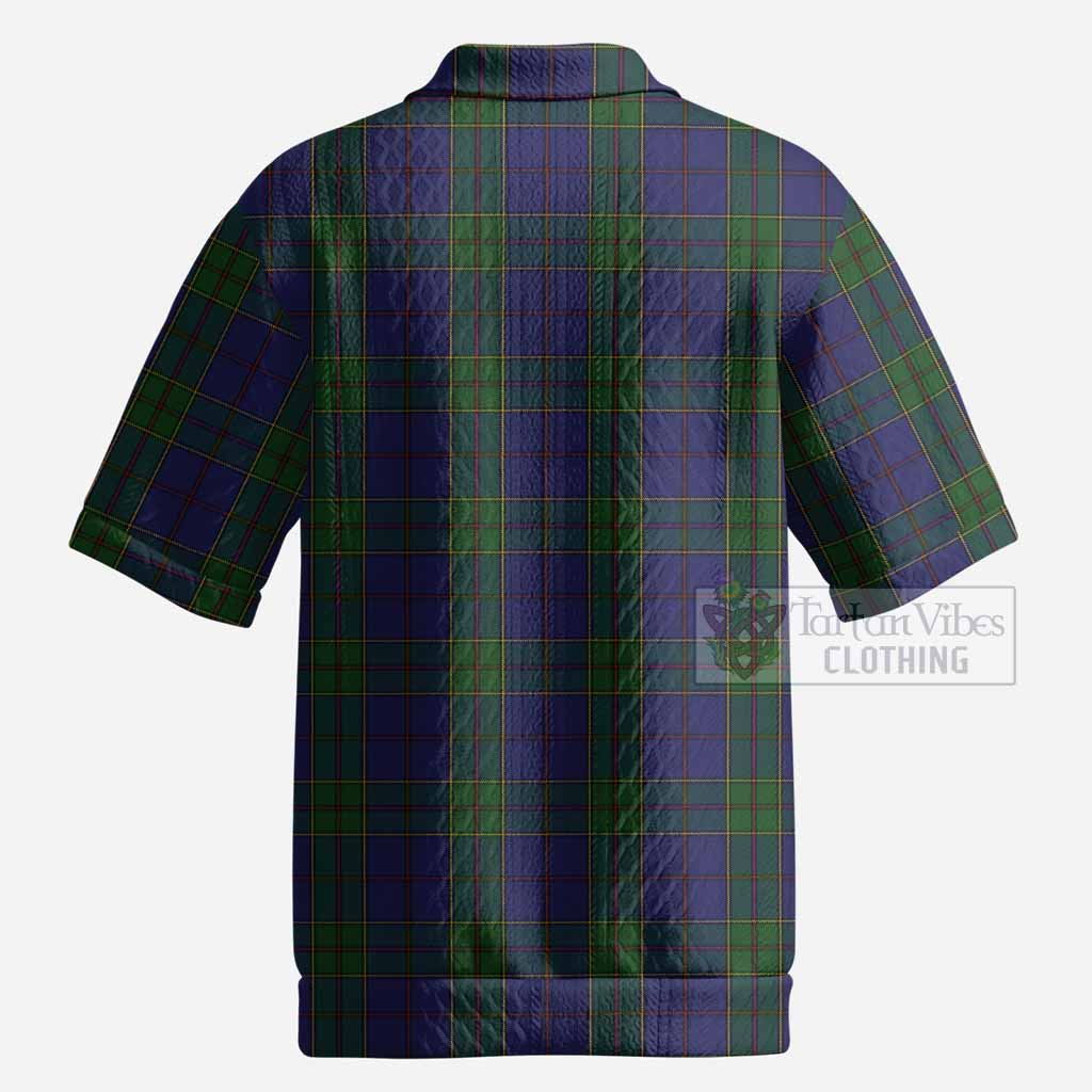 Strachan Tartan Men’s Polo Sweater Top with Family Crest