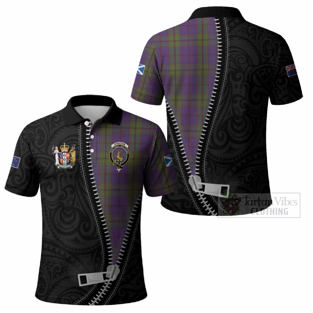 Strachan Tartan Polo Shirt New Zealand Pattern Unique Zipper Stylized