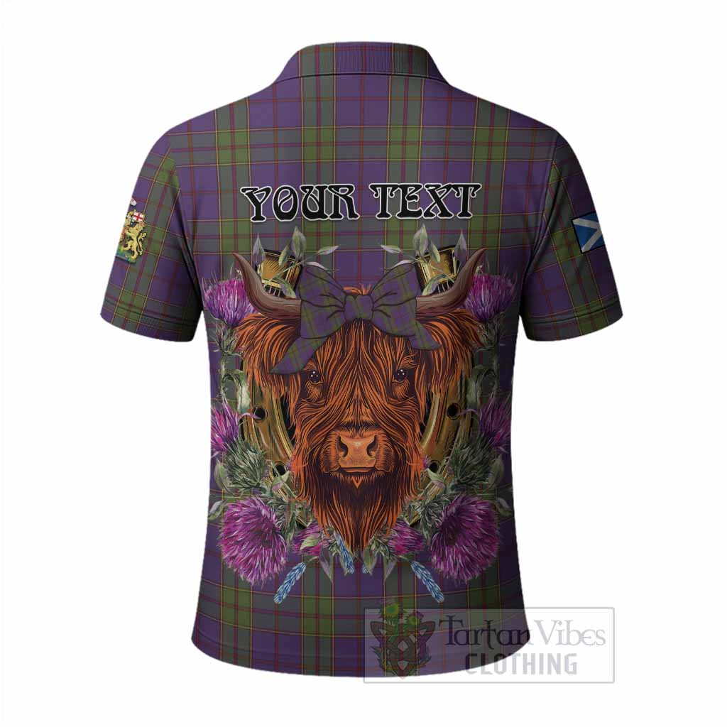 Strachan Tartan Polo Shirt Scottish Thistle Heilan Coo
