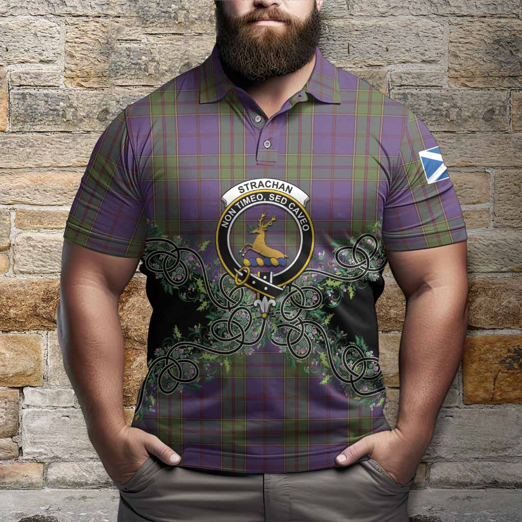 Strachan Tartan Polo Shirt Thistle Scottish Spirit