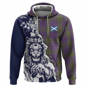Strachan Tartan Scottish Hoodie Angry Lion With Soccer Ball Style