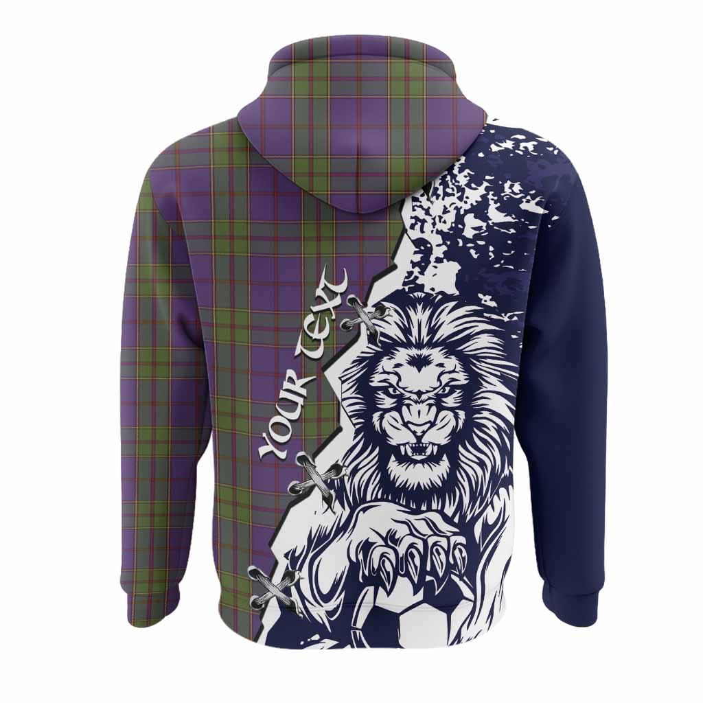 Strachan Tartan Scottish Hoodie Angry Lion With Soccer Ball Style