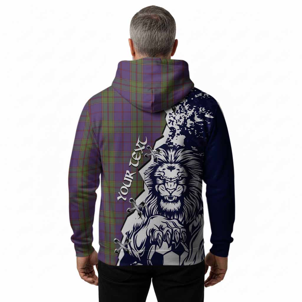 Strachan Tartan Scottish Hoodie Angry Lion With Soccer Ball Style