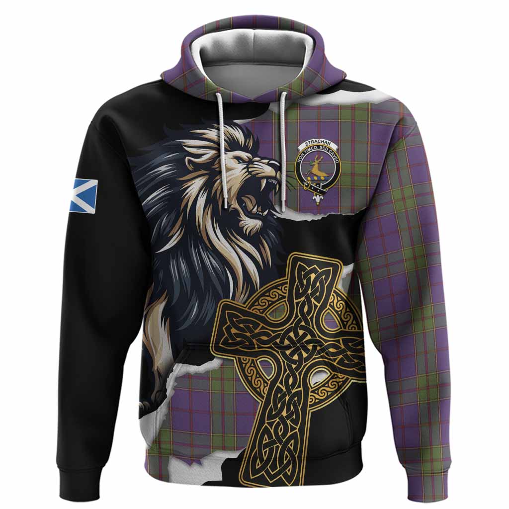 Strachan Tartan Scottish Hoodie Lion Celtic Heritage