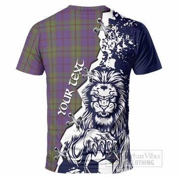Strachan Tartan Scottish T-Shirt Angry Lion With Soccer Ball Style