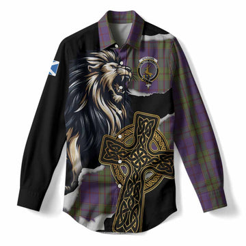Strachan Tartan Scottish Women Casual Shirt Lion Celtic Heritage
