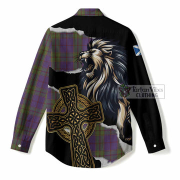 Strachan Tartan Scottish Women Casual Shirt Lion Celtic Heritage