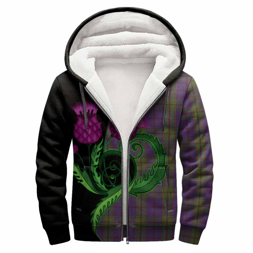 Strachan Tartan Sherpa Hoodie Traditional Scottish Thistle