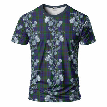 Strachan Tartan T-Shirt Seamless Scottish Thistle Flowers