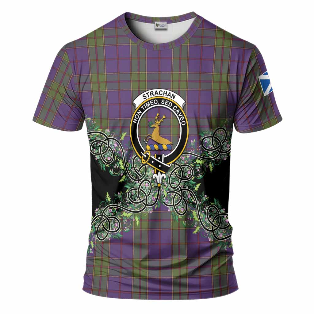 Strachan Tartan T-Shirt Thistle Scottish Spirit