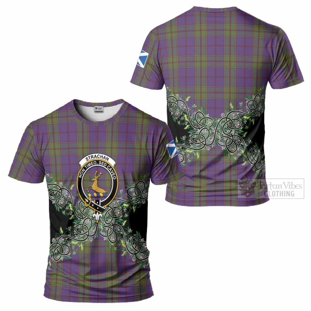 Strachan Tartan T-Shirt Thistle Scottish Spirit