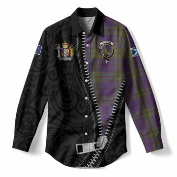 Strachan Tartan Women Casual Shirt New Zealand Pattern Unique Zipper Stylized