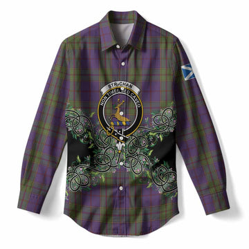Strachan Tartan Women Casual Shirt Thistle Scottish Spirit