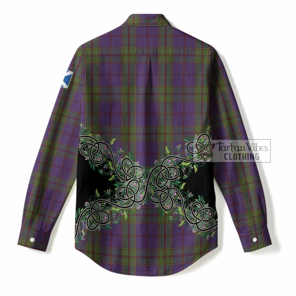 Strachan Tartan Women Casual Shirt Thistle Scottish Spirit