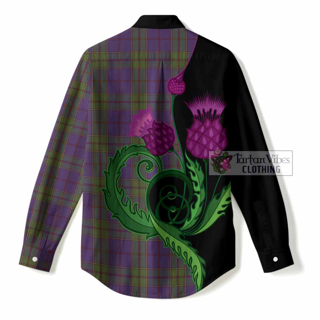 Strachan Tartan Women Casual Shirt Traditional Scottish Thistle