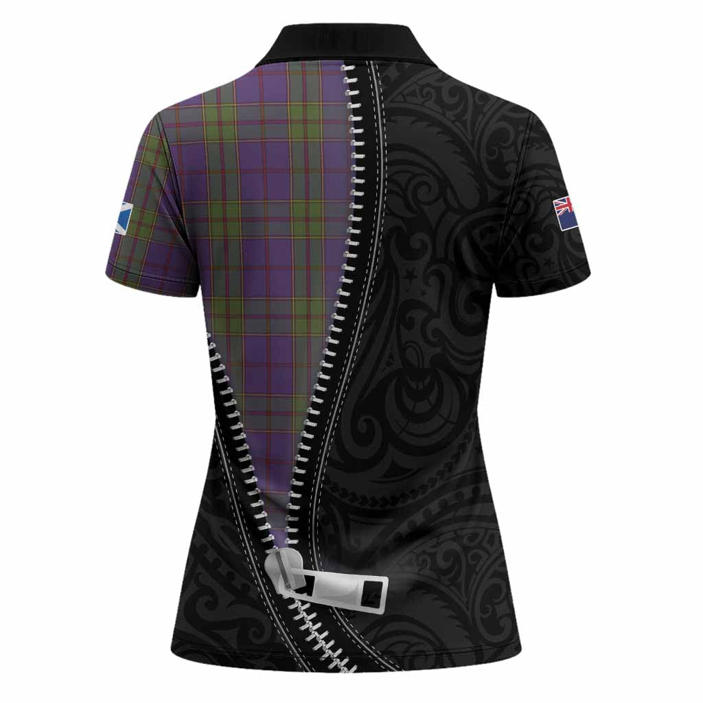 Strachan Tartan Women Polo Shirt New Zealand Pattern Unique Zipper Stylized