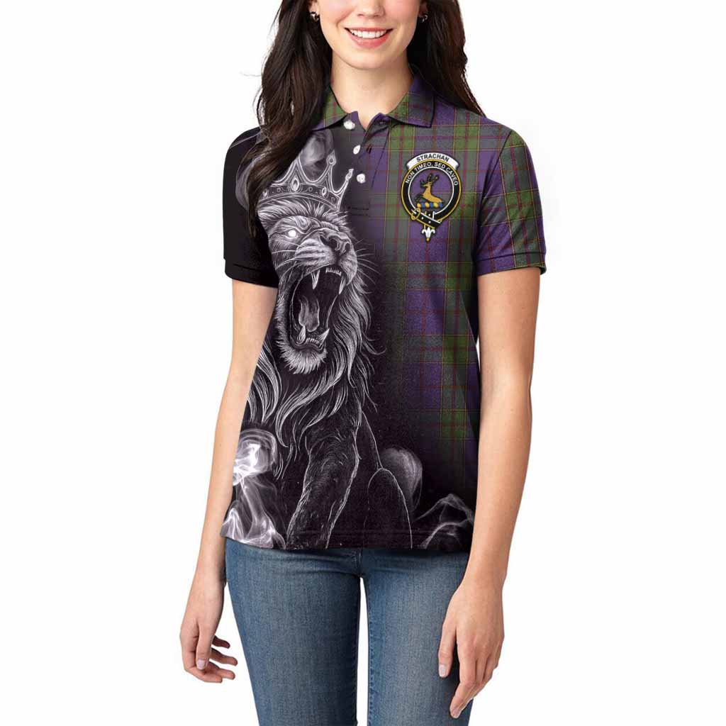 Strachan Tartan Women Polo Shirt Roaring Lion Heritage