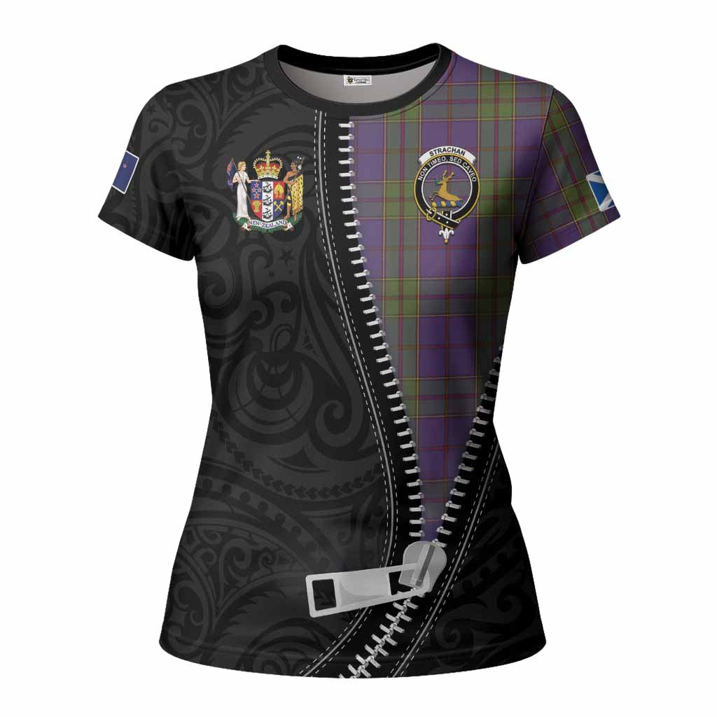 Strachan Tartan Women T shirt New Zealand Pattern Unique Zipper Stylized