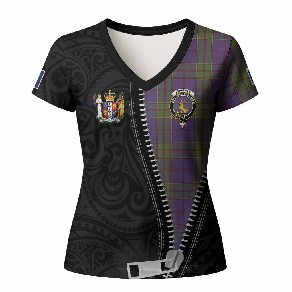 Strachan Tartan Women T shirt New Zealand Pattern Unique Zipper Stylized