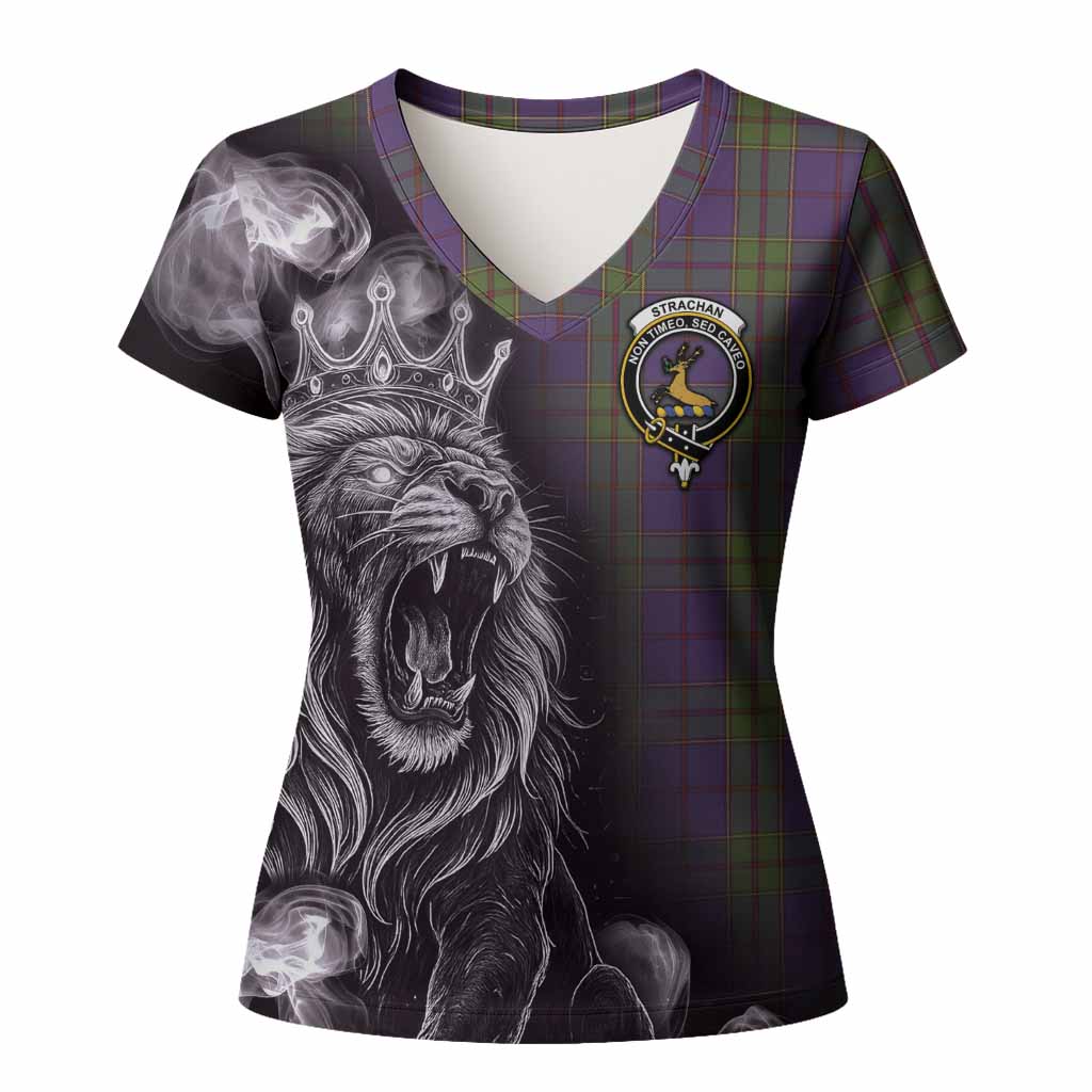 Strachan Tartan Women T shirt Roaring Lion Heritage