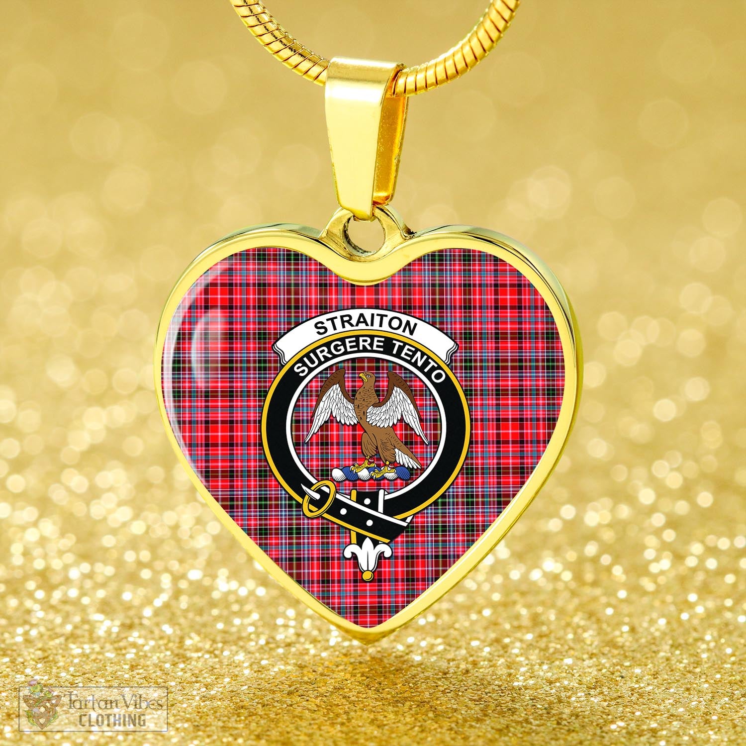 Tartan Vibes Clothing Straiton Tartan Heart Necklace with Family Crest