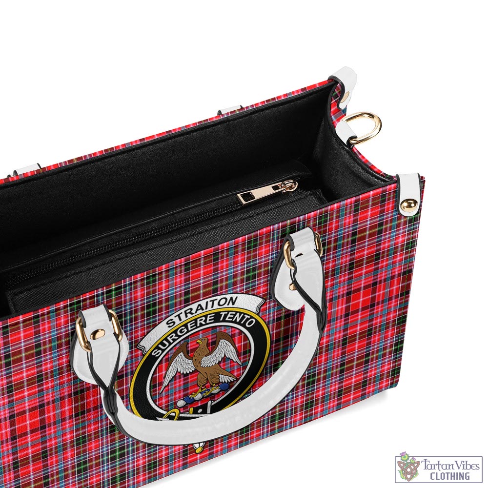 Tartan Vibes Clothing Straiton Tartan Luxury Leather Handbags with Family Crest