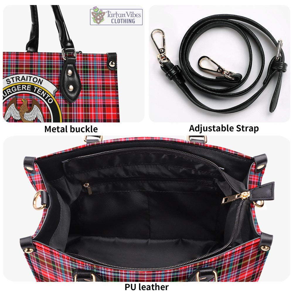 Tartan Vibes Clothing Straiton Tartan Luxury Leather Handbags with Family Crest