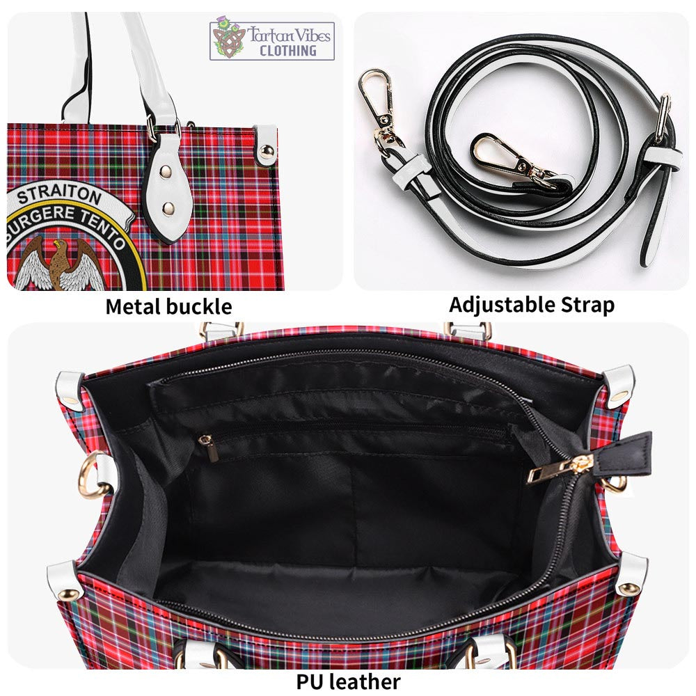 Tartan Vibes Clothing Straiton Tartan Luxury Leather Handbags with Family Crest