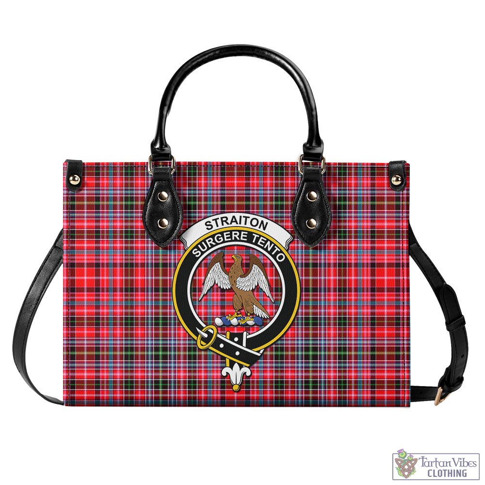 Tartan Vibes Clothing Straiton Tartan Luxury Leather Handbags with Family Crest