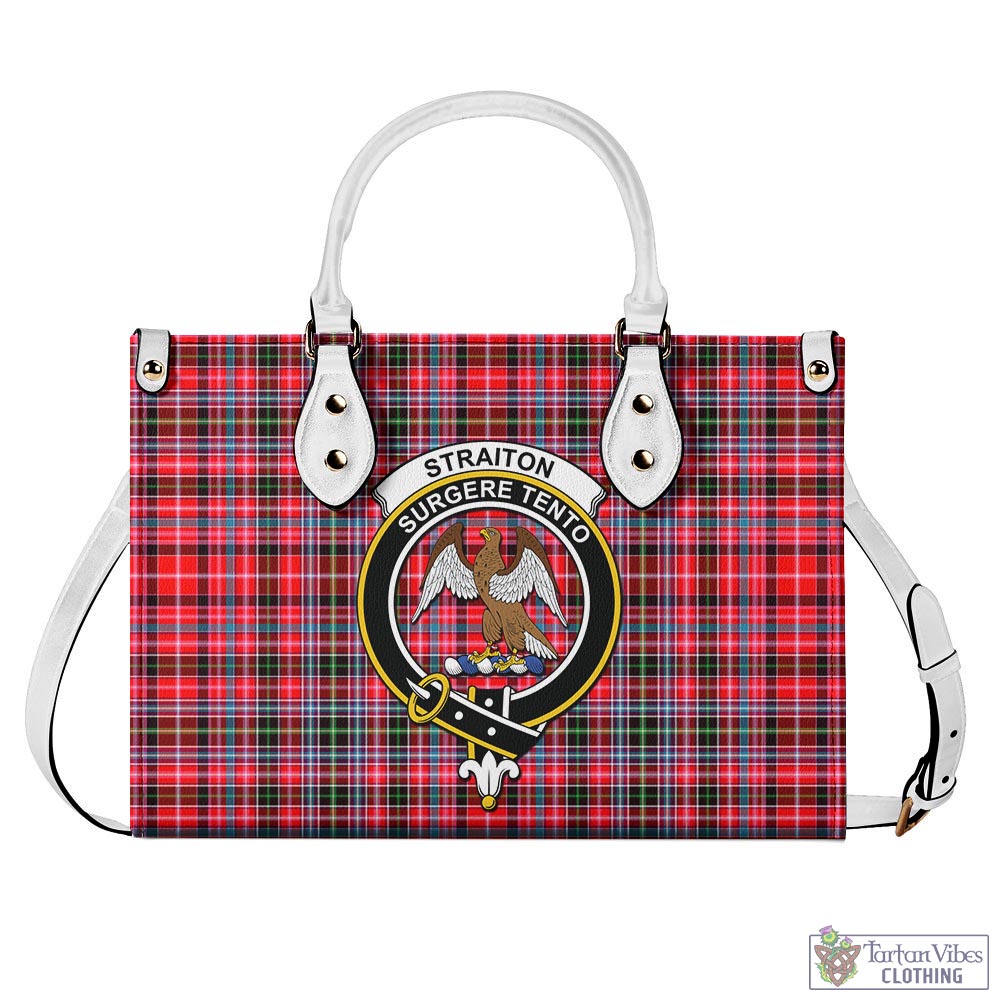 Tartan Vibes Clothing Straiton Tartan Luxury Leather Handbags with Family Crest