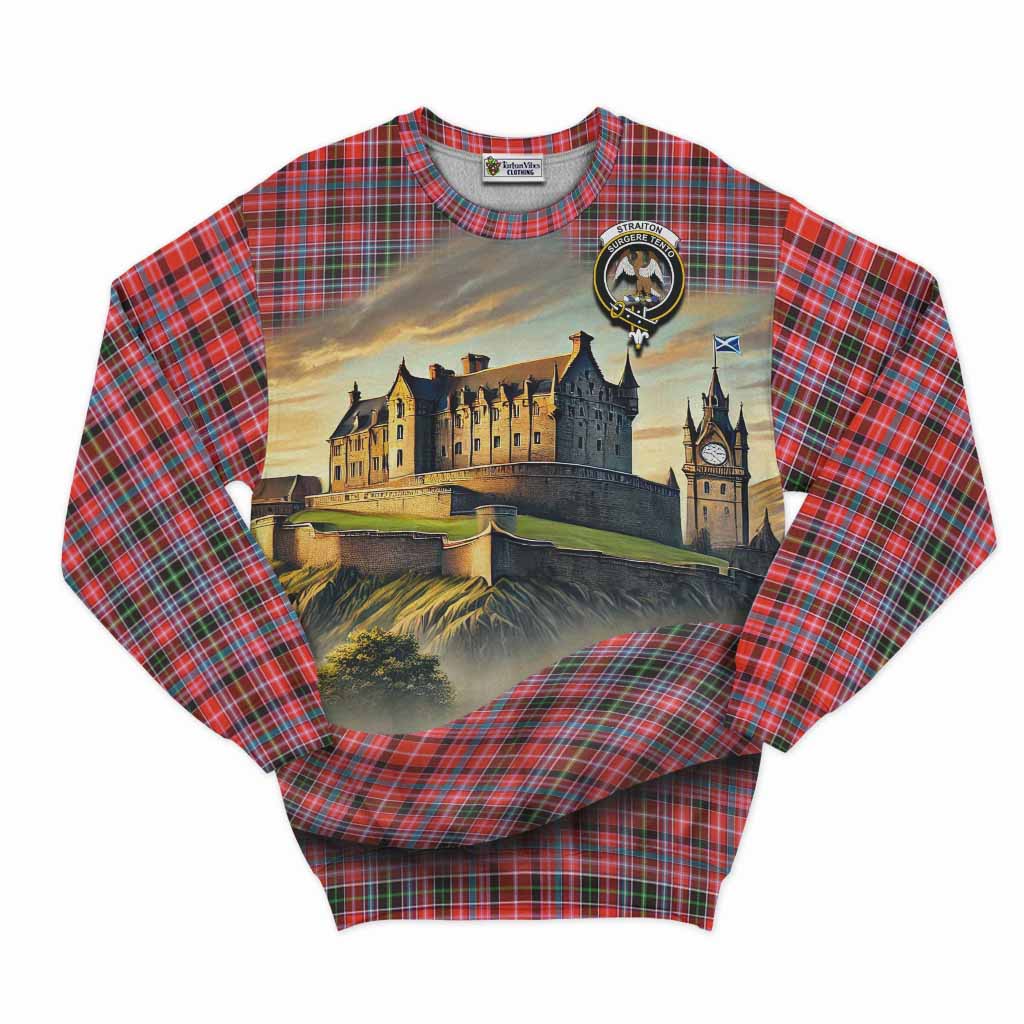 Tartan Vibes Clothing Straiton Tartan Family Crest Sweatshirt with Scottish Ancient Castle Style