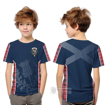 Tartan Vibes Clothing Straiton Tartan Kid T-Shirt with Family Crest and Scottish Thistle Vibes Sport Style