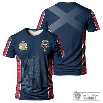Straiton Tartan T-Shirt with Family Crest and Scottish Thistle Vibes Sport Style