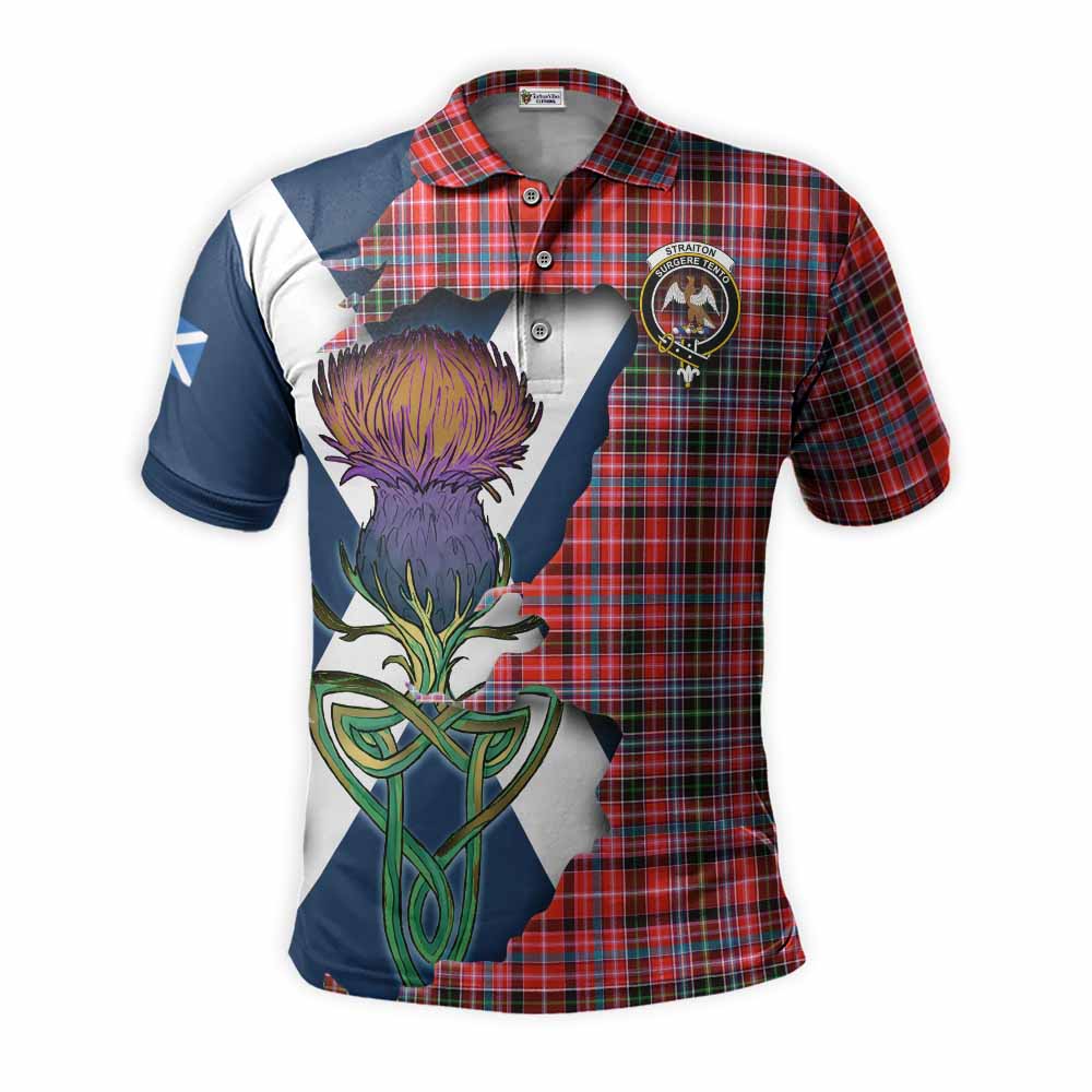 Tartan Vibes Clothing Straiton Tartan Family Crest Polo Shirt Scottish Thistle Celtic Inspired