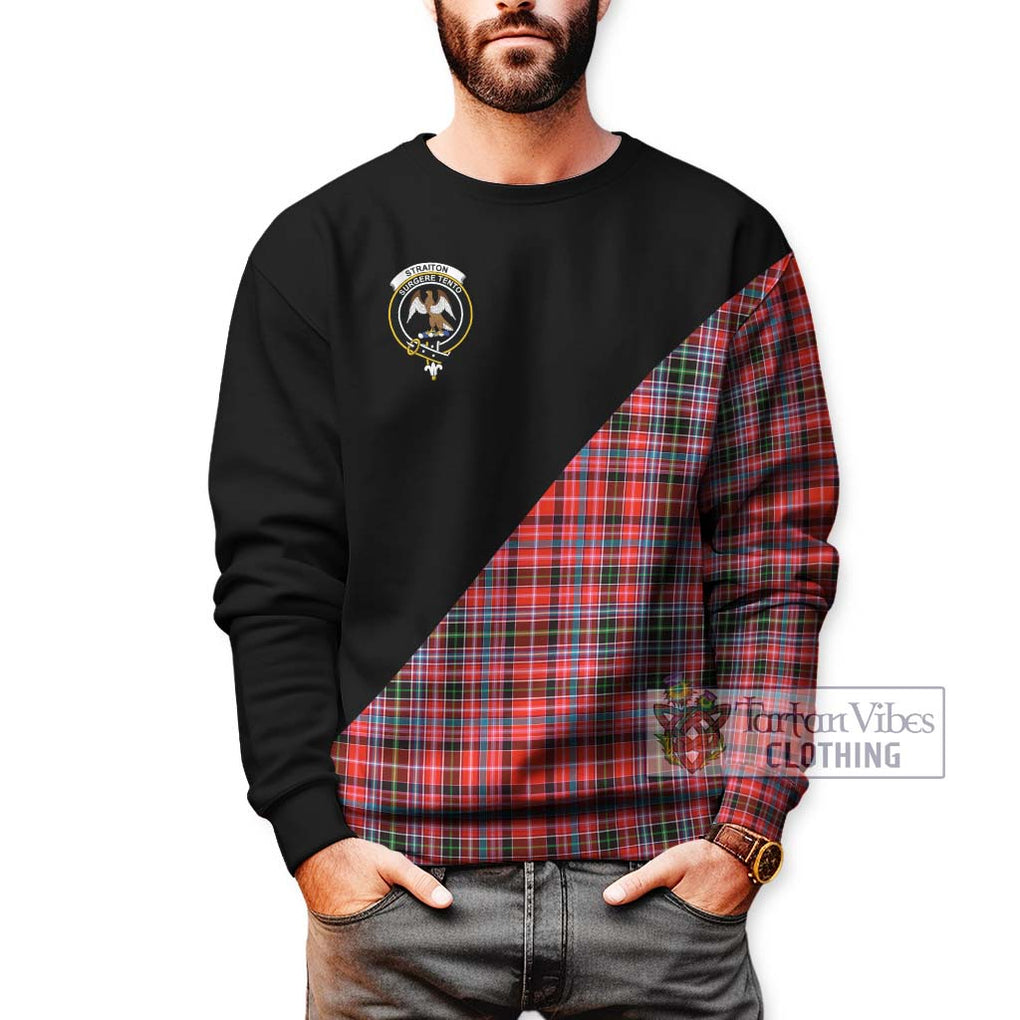 Straiton Tartan Sweatshirt with Family Crest and Military Logo Style Unisex - Tartanvibesclothing Shop
