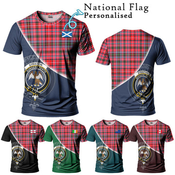 Straiton Tartan T-Shirt with Personalised National Flag and Family Crest Half Style Kid's Shirt - Tartan Vibes Clothing