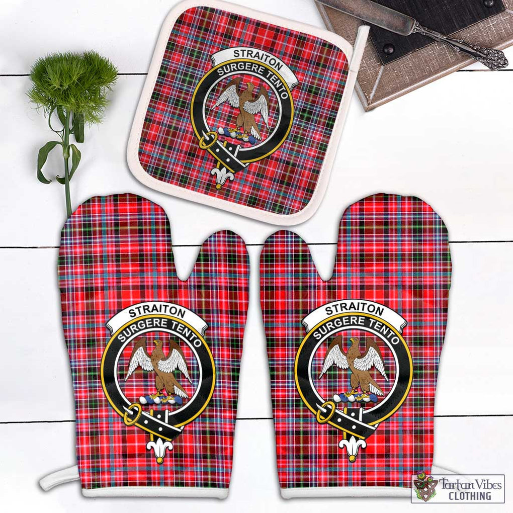 Straiton Tartan Combo Oven Mitt & Pot-Holder with Family Crest Combo 1 Oven Mitt & 1 Pot-Holder White - Tartan Vibes Clothing