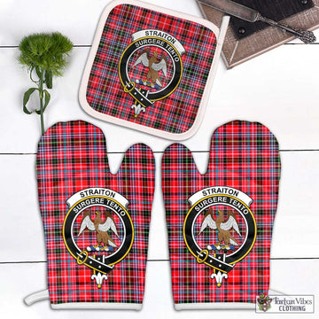 Straiton Tartan Combo Oven Mitt & Pot-Holder with Family Crest Combo 1 Oven Mitt & 1 Pot-Holder White - Tartan Vibes Clothing