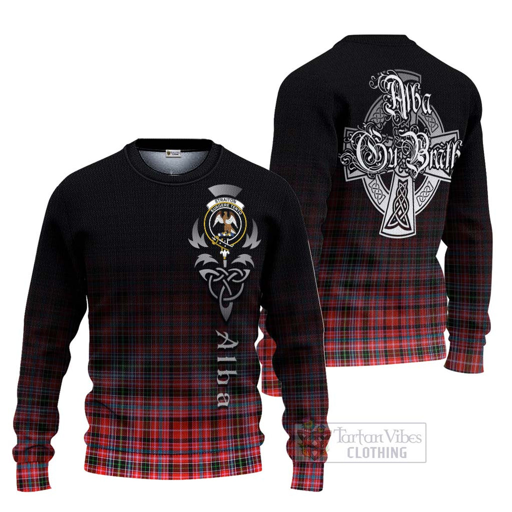Tartan Vibes Clothing Straiton Tartan Knitted Sweater Featuring Alba Gu Brath Family Crest Celtic Inspired