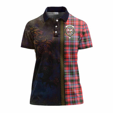 Straiton Tartan Family Crest Women's Polo Shirt Alba Gu Brath Be Brave Lion Ancient Style