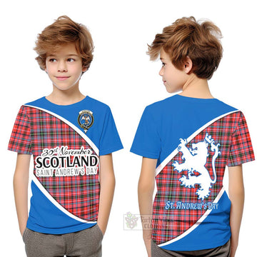 Tartan Vibes Clothing Straiton Family Crest Tartan Kid T-Shirt Celebrate Saint Andrew's Day in Style